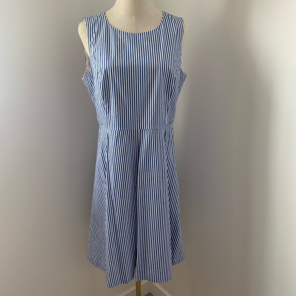 NWT Papagallo Sleeveless Blue & White Striped Fit & Flare Mini Dress